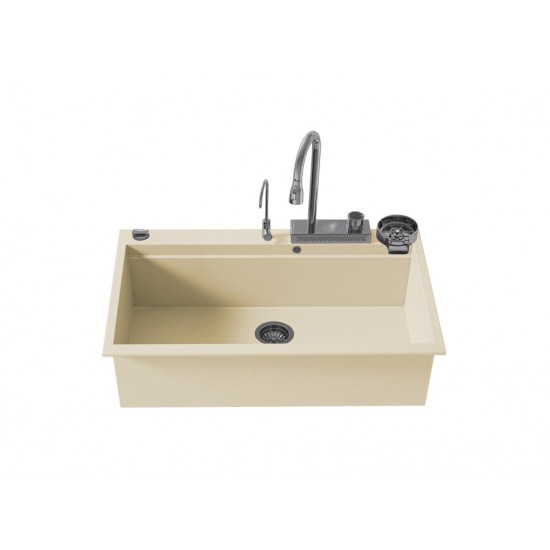 Ένθετος Νεροχύτης Quartz Multi Granite Sanitec 850 Μ79xΠ50cm Ώχρα